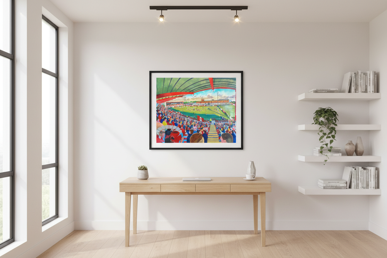 Hamilton Academical FC Douglas Park Stadium Wall Art - Bright study/office lifestyle mockup