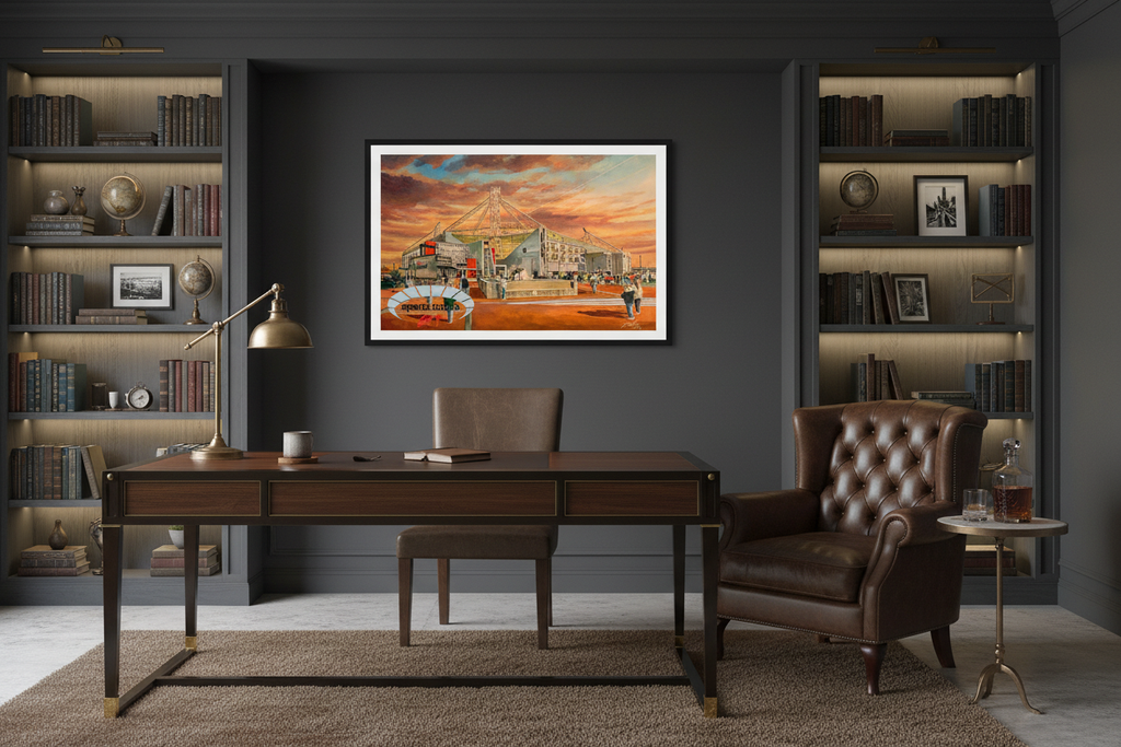 Preston North End Deepdale Stadium 'Going to the Match' Wall Art – Study/Office lifestyle mockup