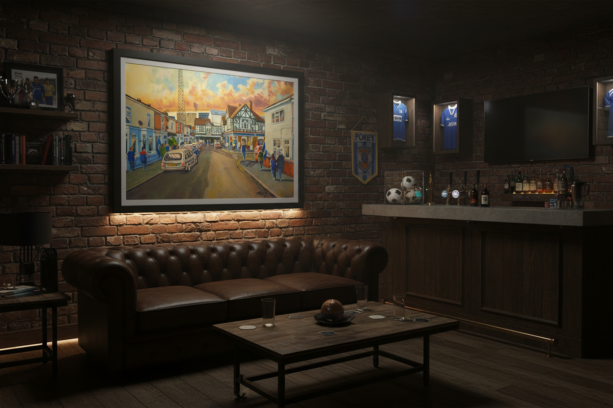 Portsmouth FC Fratton Park Going to the Match - Man Cave Mockup