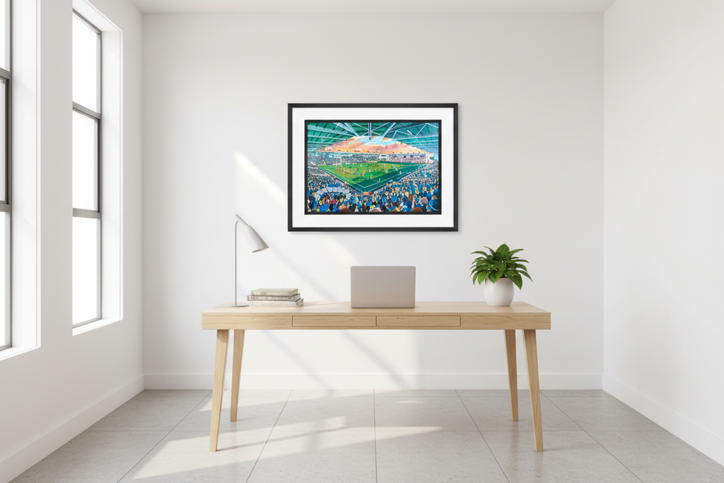 Warrington Wolves print in bright study