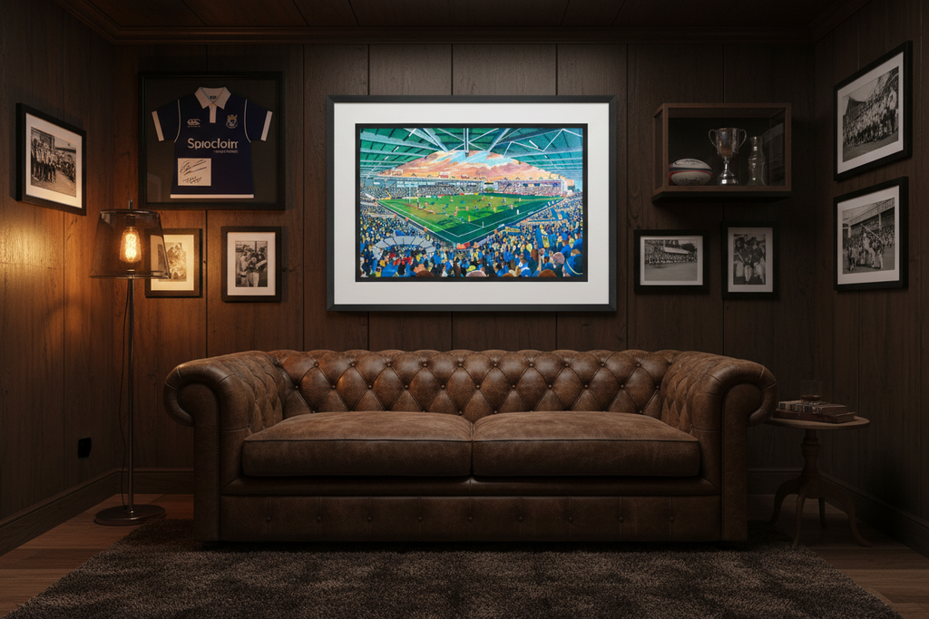 Warrington Wolves print in man cave