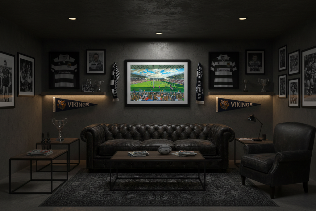 Widnes Rugby League Club DCBL Stadium - Moody Man Cave Mockup