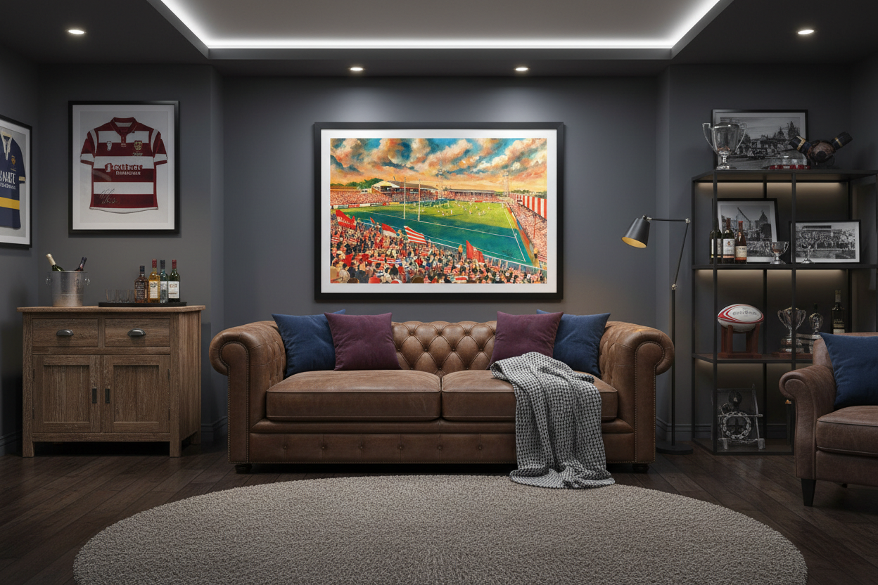 Wigan Warriors Rugby League Central Park – Man Cave Mockup
